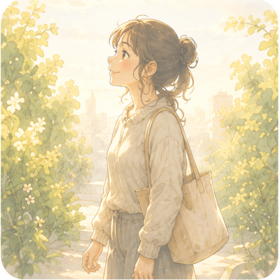 羊と共に未来を見つめる情景